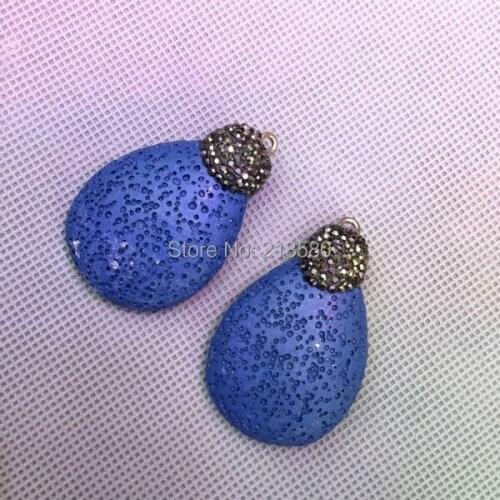 M603170151 Lava Rock Pendant Pave Teardrop Pendant