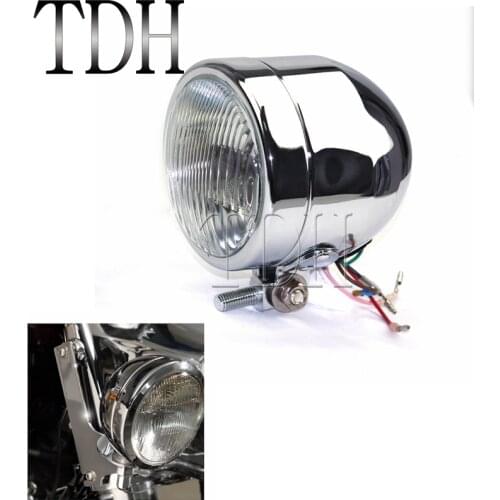 Motorcycle Chrome Retro Headlight HS1 12V 35W Front Headlamp Dual Sport Dirt Bike For DR RM 250 CB600 CB900F KLX450 KLX250