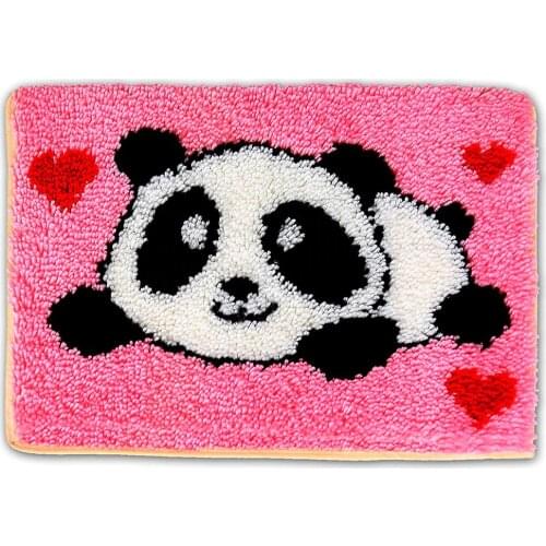 Latch Hook Rug Kits Crocheting Carpet Rug Panda Acrylic Yarn Pre-Printed Canvas Cushion Mat Crochet Tapestry Sofa Decor 16"x24"