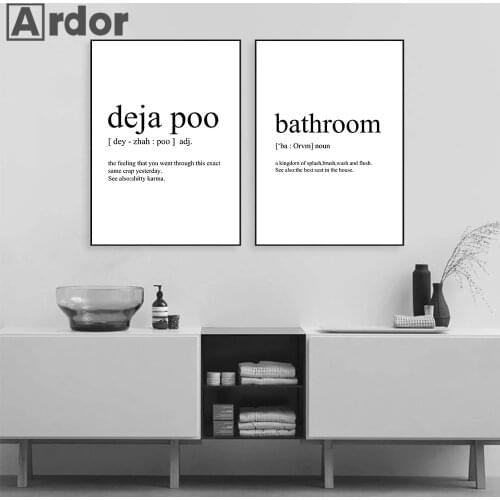 Nordic Quotes Bathroom Wall Art Canvas Painting Spanish Deja Poo Poster Black And White Washroom Signs Art Prints Toilet Decor