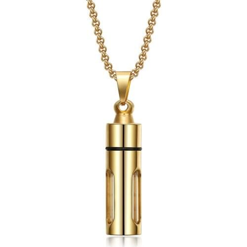 New Necklaces 2021 Glass Cylinder Aromatherapy Essential Oil Perfume Pendant Necklace Cremation Stainless Steel Male Jewelry