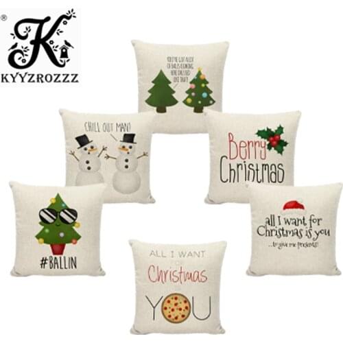 New Christmas Cushion Cover Snowman Corgi Dachshund Lantern 43*43cm Pillow Case Car Seat Cover Houseware Home Decor Winter Cover