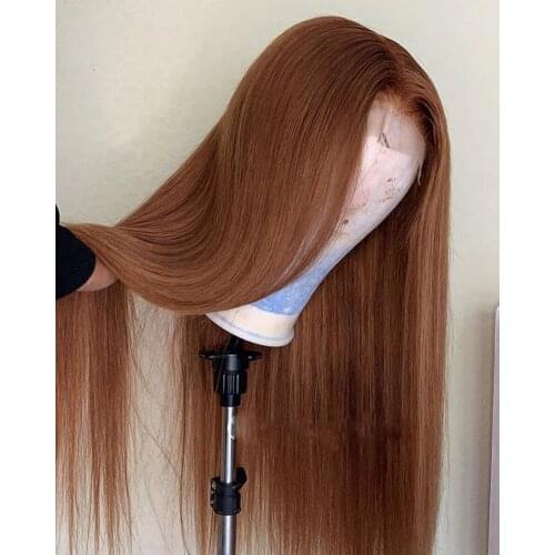 Ombre Blonde 26 Inch Long Straight 180%Density Synthetic Lace Front Wig for Black Woman With Babyhair Preplucked Glueless Daily