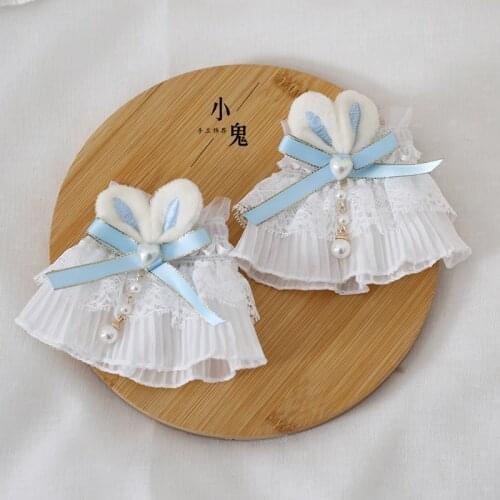 Lolita Gloves Girls Hand Sleeve Cute Rabbit Beading Lace Bowknot Wristband Wedding Prom Party Costume Cosplay Accessories