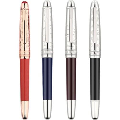 New P135 Metal Resin Fountain Pen Ef/small Gift Carved Nib Pen Business Pen Gem Pattern Top Office Bent Ink Writing U4E6
