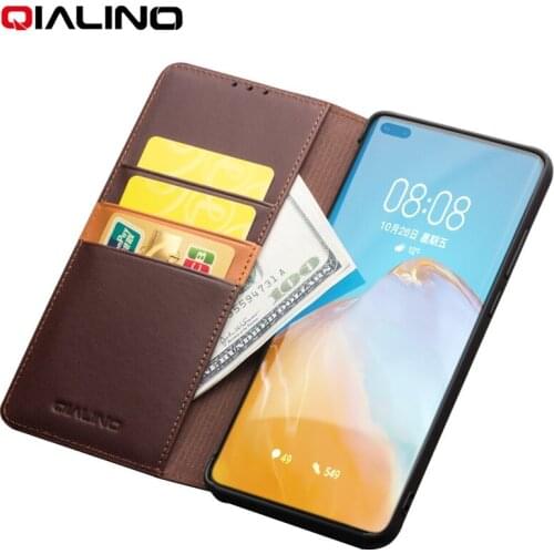 Qialino Ultrathin Fashion Card Slot Flip Case For Huawei P40/p40 Pro Luxury Genuine Leather Wallet Phone Cover For Huawei P30pro