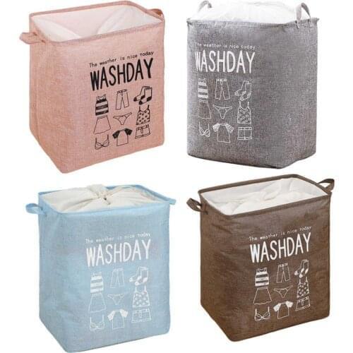 Collapsible Laundry Basket Square Pattern Storage Basket Large Waterproof Linen Cloth Home Toy Clothes Storage Organizer