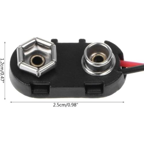 HX6A PP3 9V Battery Clip Connector I Type Tinned Wire Leads 150mm Black Red