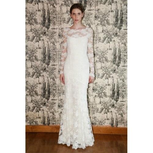 Bridal gown robe de soiree 2018 new sexy long sleeve vestidos de festa white lace Formal gown evening mother of the bride dress