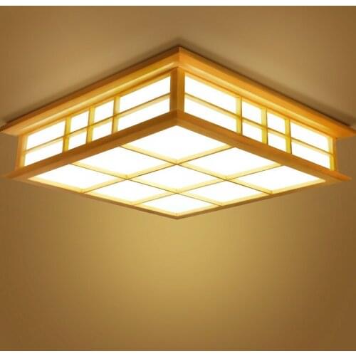 Tatami lamp Japanese style Solid Wooden Square LED Ceiling Lights living room bedroom lighting study lamps mx10281725