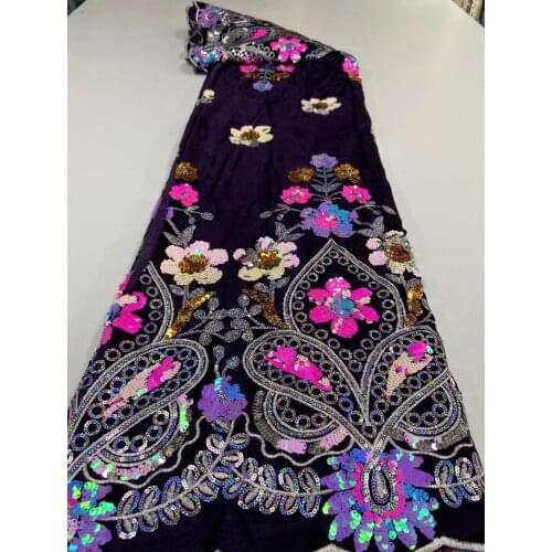 Heavy velvet lace fabric high quality african french lace fabric with sequins african velvet lace for sewging