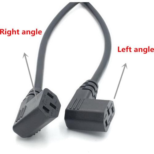 IEC320 C14 to C13 Extension cord,C14 with screw holes and C13 Right Angled Short,60cm lenght,H05VV-F 3G 0.75MM