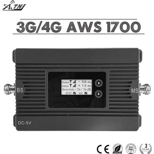 ATNJ AWS 1700mhz Celular Signal Amplifier Band 4 3G 4G 1700/2100mhz Booster UMTS LTE 1700 Repeater North South America 80dB Gain