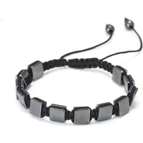 High Quality Natural Hematite Stone Gems Beads Hand Weave Bracelet Jewelry wk279