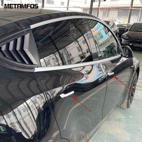 For Tesla Model Y 2020 2021 2022 Door Handle Cover Trim Protection Cap Sticker Carbon Fiber Exterior Accessories Car Styling