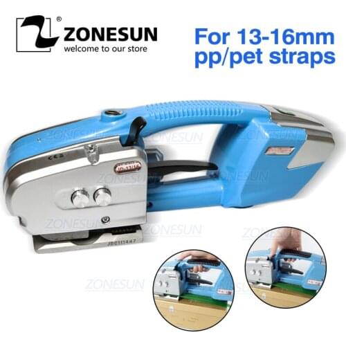 ZONESUN Semi Automatic Battery Strapping Tool Hand Held PP Box Strapping Machine Plastic PP PET Belt Packaging Width 13-16mm