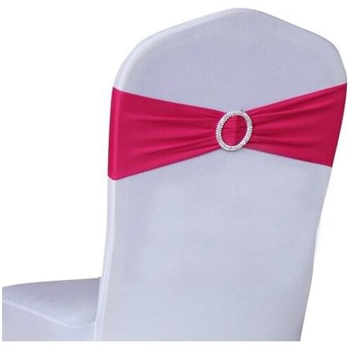 100pcs Hot Pink Spandex Chair Cover Band With Buckle for Party Wedding Banquet Decoration Free Shipping