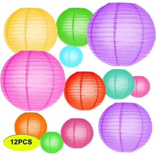 12 Pcs/set Colorful Paper Lantern lampion Assorted Sizes boule chinoise papier Wedding Christmas Diy Party Hanging Decor
