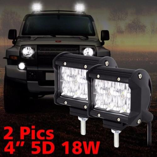 2pcs 5D Lens 18W 12V 24V LED Work Light Bar Flood Spot Beam Offroad Van 4x4 4WD ATV Truck Motorcycle Boat Tractor LED Work Lamp