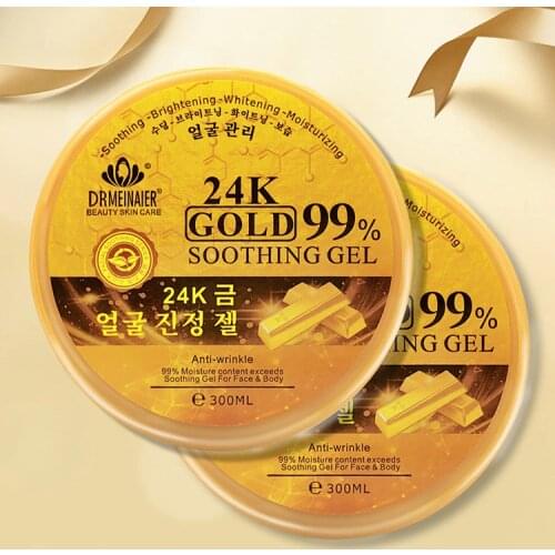 300ml 24K Gold Soothing Facial Gel Moisturizing Wrinkle Free Skin Care Lightening Oil-control Acido Clicolico Exfoliate Cream