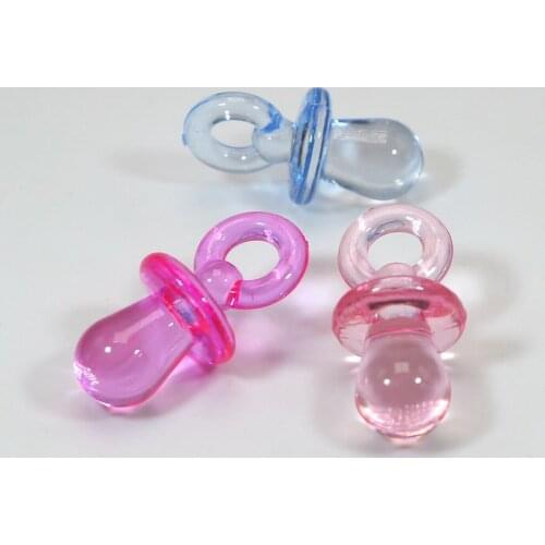 50 Mixed Color Transparent Acrylic Smooth Baby Nipple Pendants 30X15mm Craft DIY