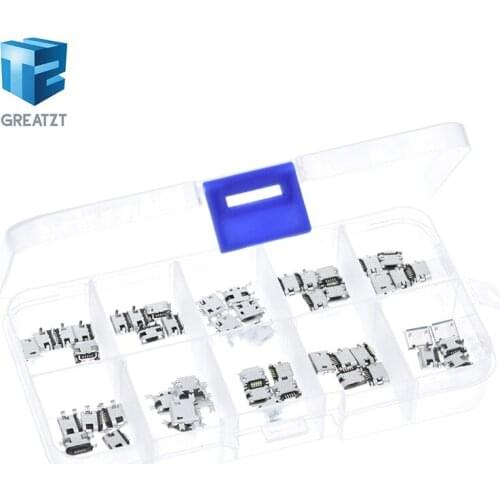 50 Pcs/box 10 Models Micro USB Connector Socket Jack USB Connectors Set for MP3/4/5 Lenovo ZTE Huawei Samsung SONY Xiaomi HTC