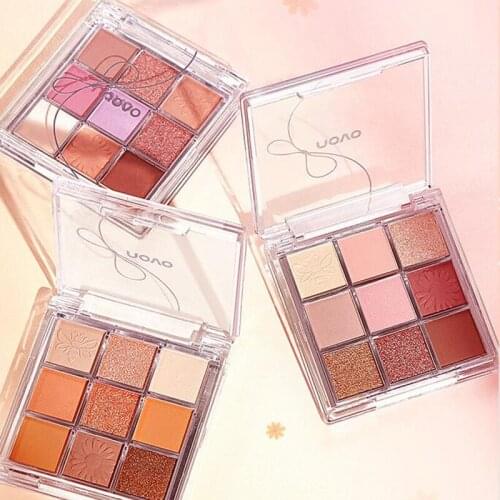 9 Colors Floral Color Eyeshadow Palette Waterproof no Smudging Glitter Shimmer Eyeshadow Makeup Tool