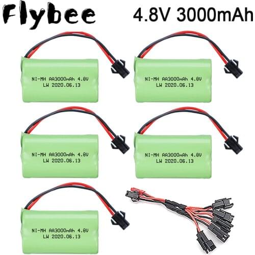 4.8v 3000mAh Battery and 5in1 Charger cable For Rc toys Cars Tanks Robots Boats Guns AA 4.8 v 3000 mah Rechargeable Battery Pack