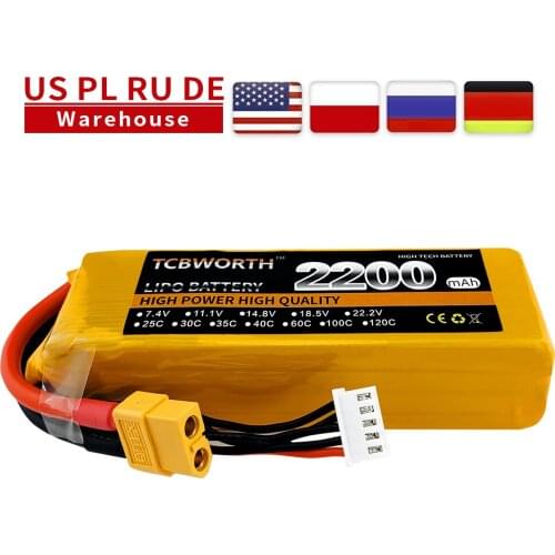 TCBWORTH Batteries 4S 14.8V 2200mAh 60C RC Toys LiPo Battery For RC Airplane Helicopter Quadrotor Drone Car Boat 4S LiPo