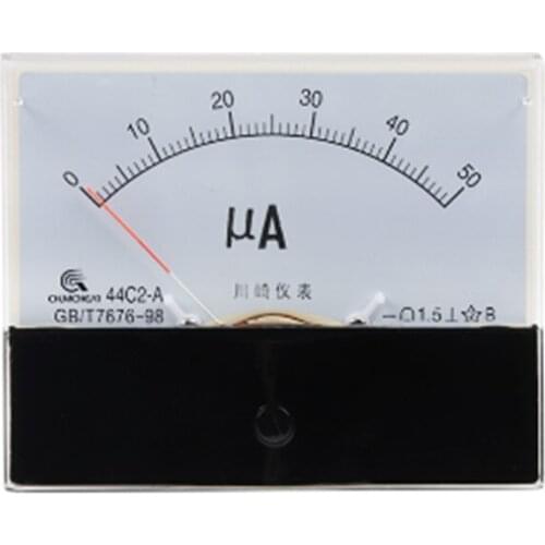 DC Analog Ammeter AMP Panel Current Meter 0-100uA 50uA Ampere Gauge Amperimetro Ampermeter 44C2