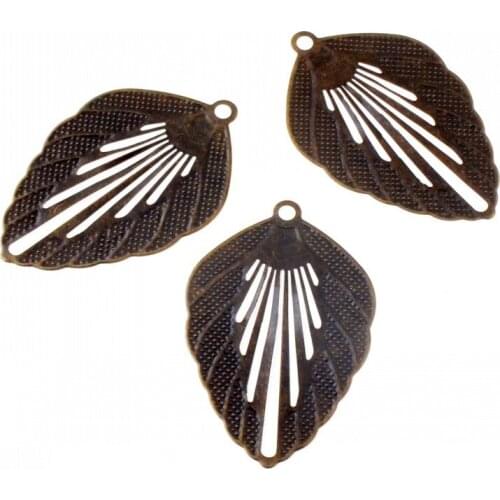 Free shipping 10Pcs Bronze Tone Leaf Filigree Wraps Connectors Metal Crafts Gift Decoration DIY 70x45mm