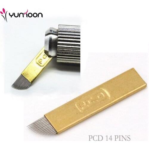 Free shipping 200PCS PCD 14 Pins Microblading Needles For Eyebrow Tattoo 3D Embroidery Manual Tattoo Pen Machine