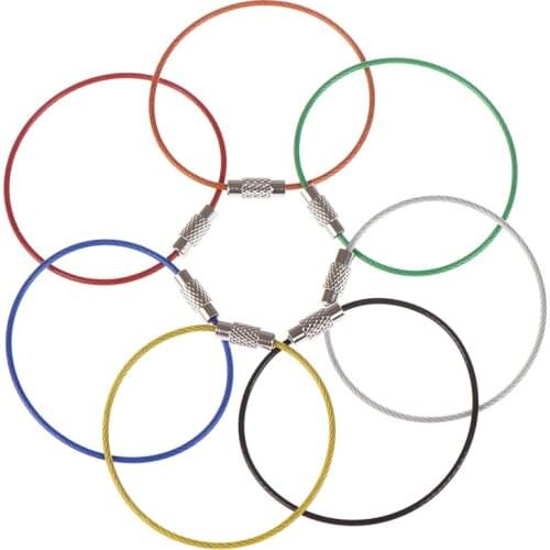 5pcs Key Chain Rings Stainless Steel Wire Keychain Cable Rope Key Holder Keyring Carabiner Cable Key Ring Outdoor Hiking