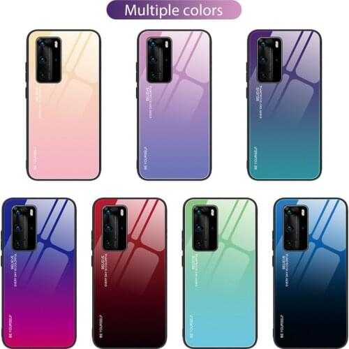 Gradient Glass Case for Huawei P40 Lite P30 Pro Tempered Glossy Back Cover For Huawei Y7P Y8P P Smart 2020 Mate 30 Pro P20 Lite