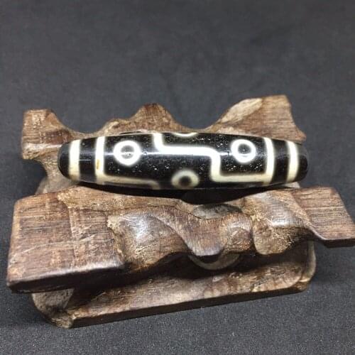 Black Color Tibet Dzi Beads 13mm*55.7mm Natural Agate Stone DYI Tibetan Mystical Stone Heaven Old Pure Power Amulet