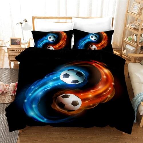 Black duvet cover set 3 pieces football kids bedding set Single size 3D bed set quilt and pillowcase bed line best gift