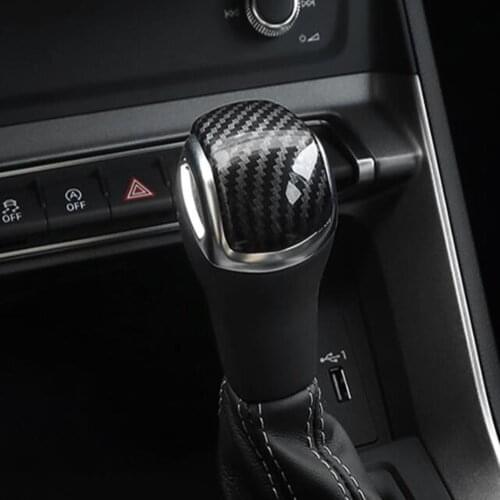 For Audi Q3 F3 2019 2020 Carbon Fiber Car Interior Accessories Gear Shift Knob Head Top Cap Cover Trim Sticker Frame