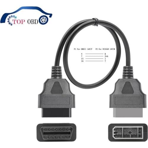 For Nissan 14 Pin OBD To OBD2 16Pin Connector Adapter For OBD OBD2 Car Auto Diagnostic OBD2 Extension Cable