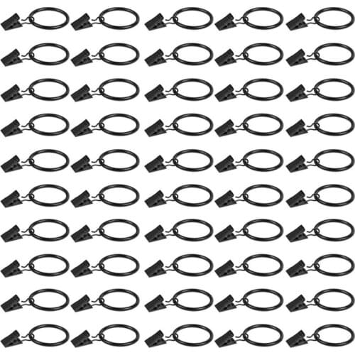 Drapery Rings with Clips Curtain Rod Clips,Curtain Rings with Clips Decorative Drapery,Rings with Curtain Clips 50Pcs