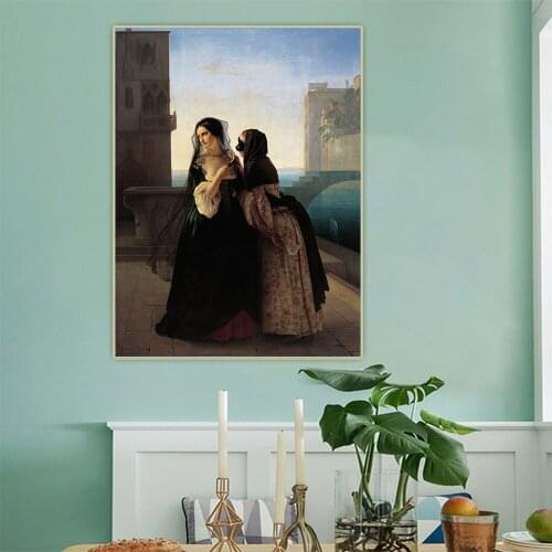 Holover Canvas Oil Painting Home Room Decoration Francesco Hayez"Vengeance is Sworn"Romanticism Aesthetic Artwork Wall Art