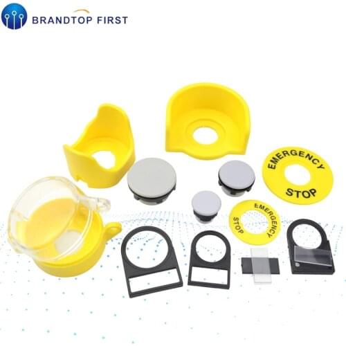 Emergency stop push button switch Plastic Sign,inner diameter 22mm Emergency stop button protective cover panel label fram