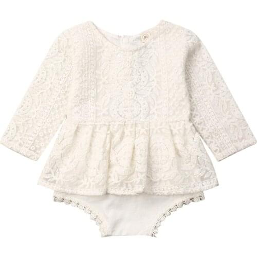 0-24M Newborn Toddler Baby Girl Lace Rompers Ruffles Princess Long Sleeve Jumpsuit Playsuit Vintage Infant Girls Costumes