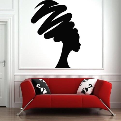 Beautiful African Woman Wall Decal African Girl Wall Sticker Quote Beauty Salon Wall Art AM36