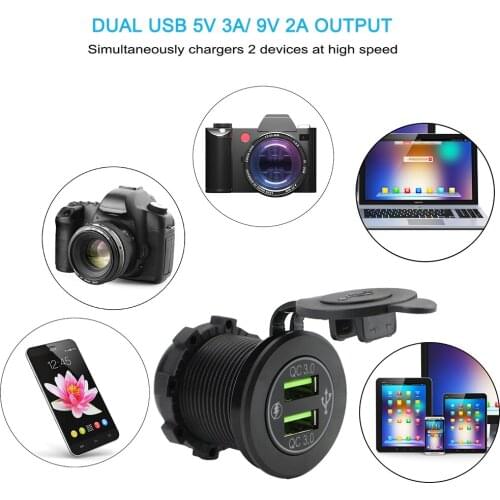 LEEPEE 12V Car Parts Fast Charging Adapter Dual USB Charger Car Quick Charger 3.0 QC 3.0 Fast Charging Adapter