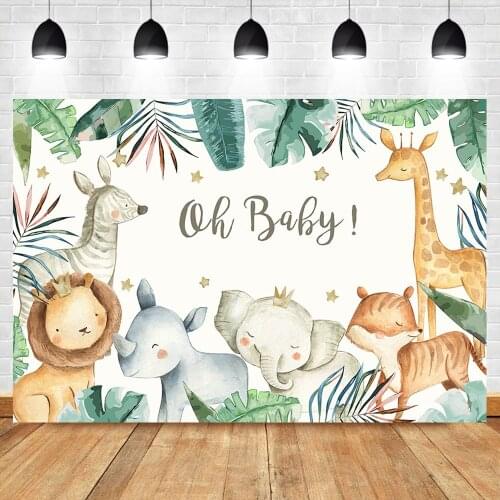 NeoBack Animals Baby Shower Photo Background Safari Birthday Party Decoration Banner Backdrops Photography