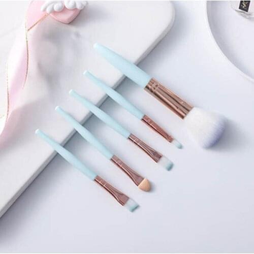 5Pcs Pink Green Mini Makeup Brush Set Blush Eyeshadow Concealer Lip Cosmetics Make up Professional Women Cosmetic Tools