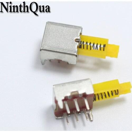 NinthQua 5pcs A06 6pin TV Power Switch With Spring Self-locking Yellow DC 12V 50MA Unidirection Push-button Switch