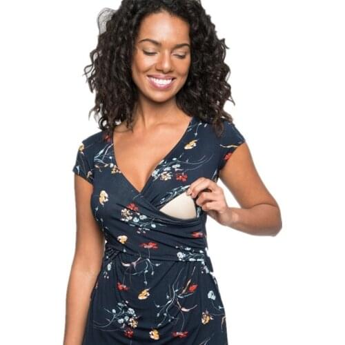 New Maternity Clothes T Shirt Women V-neck Pregnant Nursing Baby Maternity Tees Multifunctionl Blouse Nursing Top T-Shirt For