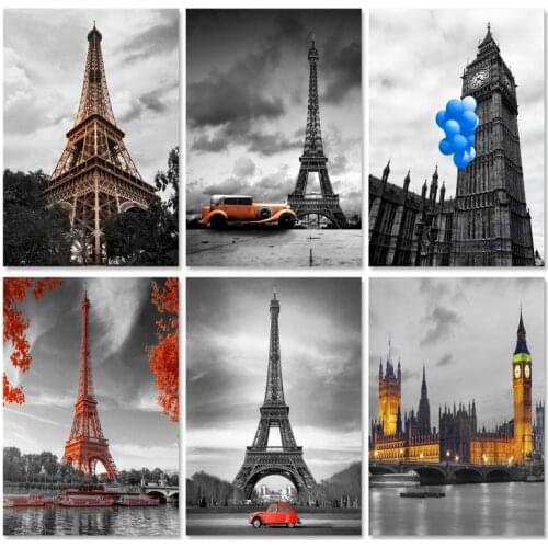 PhotoCustom Oil Painting By Numbers For Adults Frameless City Scenery 60x75cm DIY Paint By Numbers On Canvas Landscape Home Deco