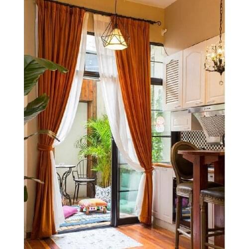 Thicken Shading Dutch Velvet Curtains Light Luxury Retro Solid Color Velvet for Living Room Bedroom Study Curtain Tulle Custom